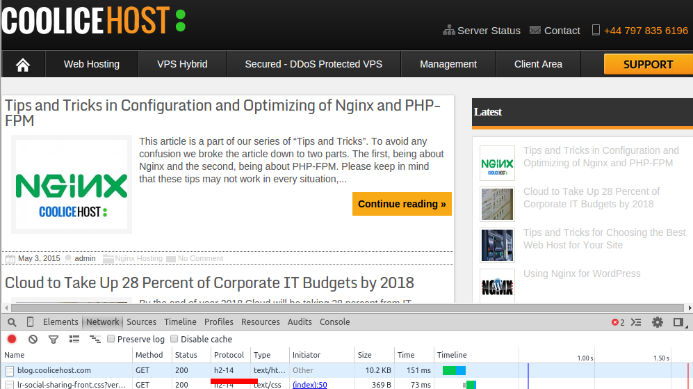 Shared Web Hosting with HTTP/2 (2.0) by CooliceHost.com