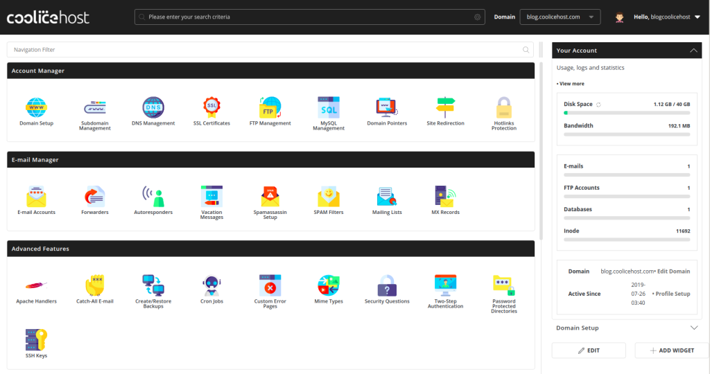 DirectAdmin Control Panel for New EU Web hosting plans