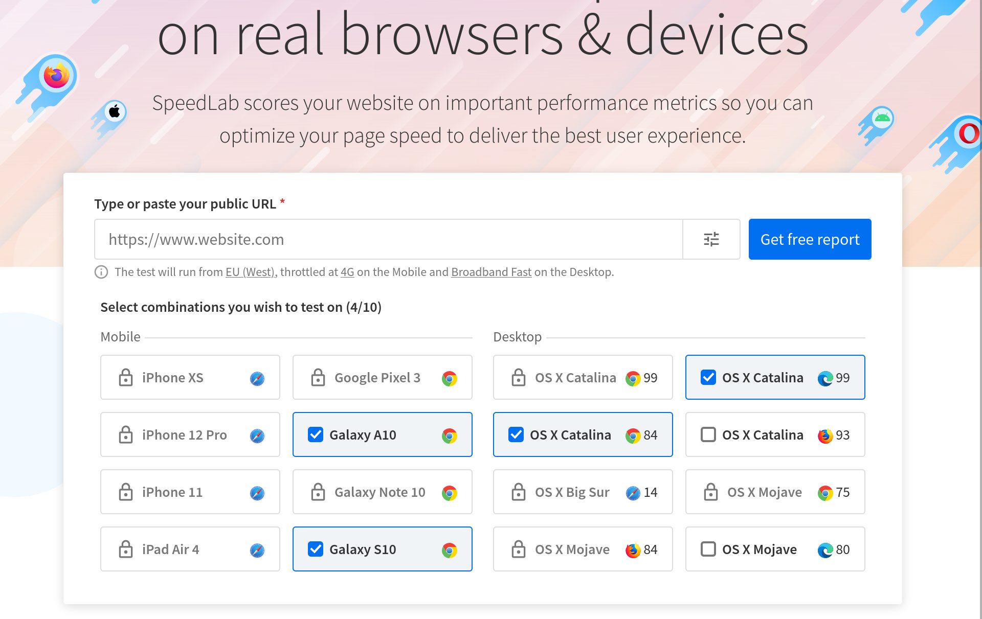 Test website speed on real browsers & devices