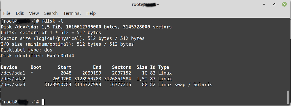 fdisk -l