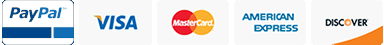 PayPal, Visa, Mastercard, American Express, Discover