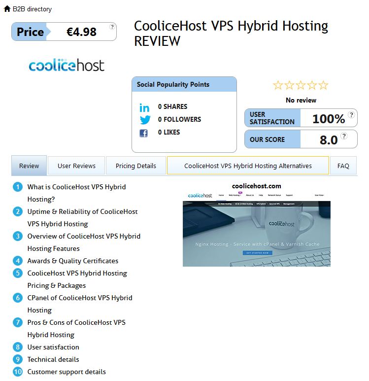 FinancesOnline bestows hosting services award to CooliceHost VPS Hybrid Hosting