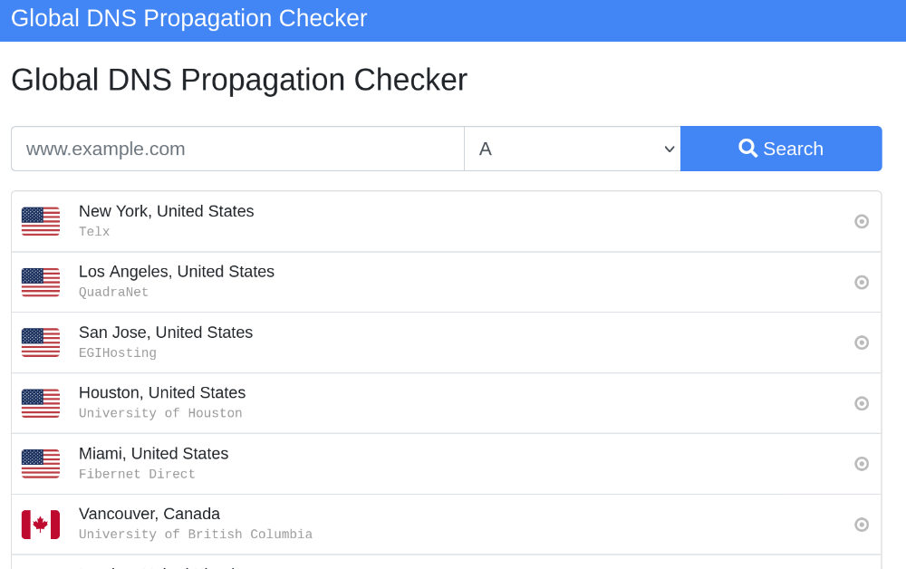 Global DNS Propagation Checker