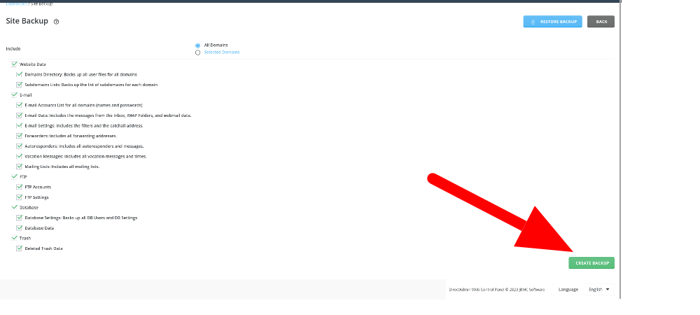 Directadmin Site Backup